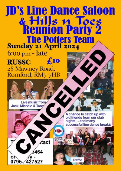 JDs LDS & Hills n Toes Reunion Party 21 April Cancelled
